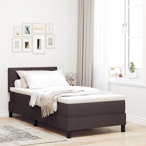 Vidaxl Lit À Sommier Tapissier Avec Matelas & Led Marron Foncé 90x200 Cm En Tissu