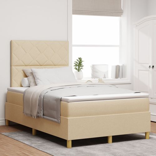 Vidaxl Lit Boxspring Avec Matelas Crème 120x200 Cm Tissu