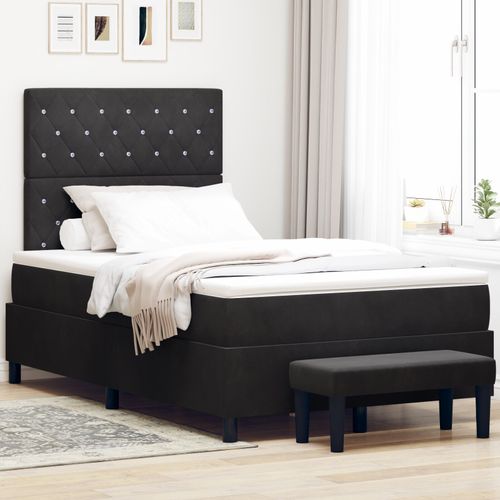 Vidaxl Lit Box Spring Avec Matelas & Banc Noir 120x200 Cm Velours