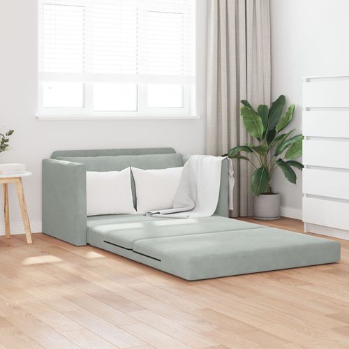 Vidaxl Canapé Lit De Sol 2-En-1 Gris Clair 124x204x61 Cm Velours