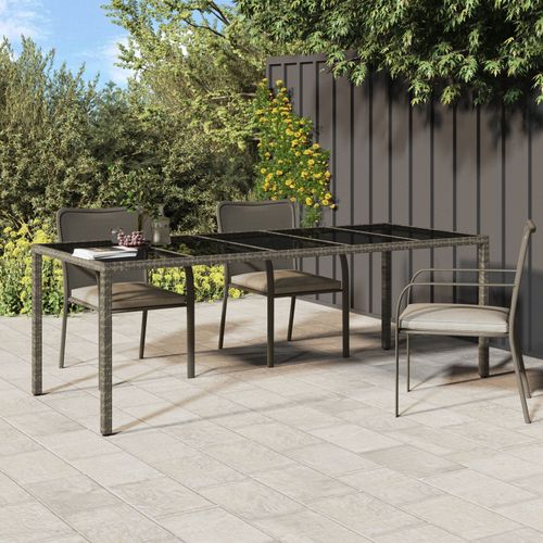 Vidaxl Table À Manger De Jardin Grise 250x100x75 Cm Poly Rattan