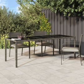 Vidaxl Table À Manger De Jardin Grise 250x100x75 Cm Poly Rattan