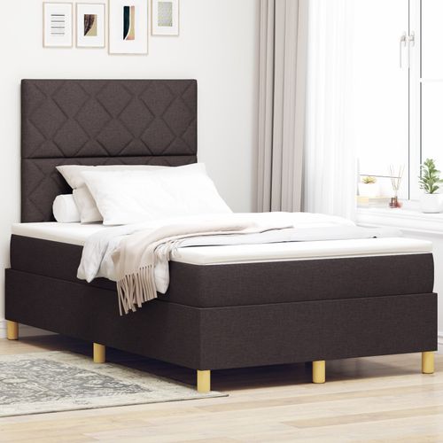 Vidaxl Lit À Ressort Avec Matelas Et Led Brun Foncé 120x190 Cm Tissu