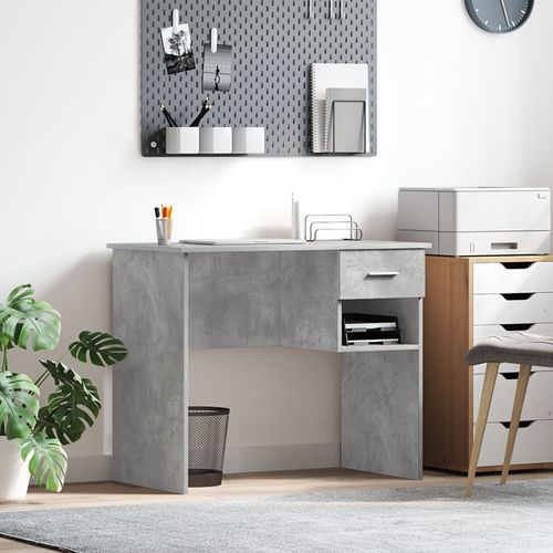 Vidaxl Bureau Avec Rangement Gris Béton 90x49.5x75 Cm Bois Ingénierie