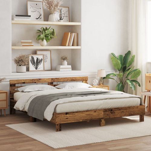 Vidaxl Cadre De Lit Bois Ancien Rustique Bois Massif Recyclé 200 X 200 Cm