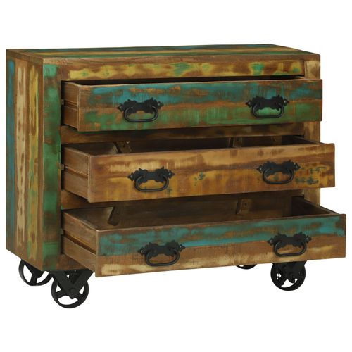Vidaxl Buffet Avec 3 Tiroirs 80x30x65 Cm Bois Massif Récupéré