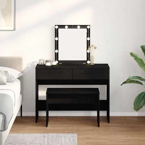 Vidaxl Tabouret De Coiffeuse Chêne Noir 70x35x45 Cm Bois D'ingénierie
