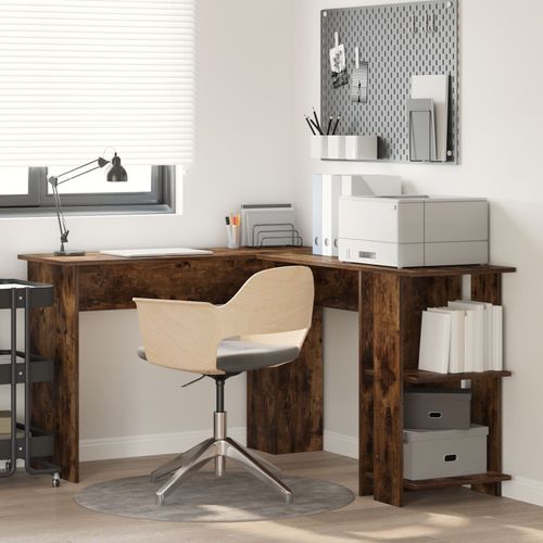 Vidaxl Bureau D'angle Marron Chêne Fumé Bois Composite Bureau D'angle