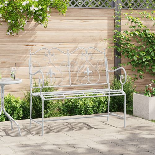 Vidaxl Banc Blanc Métal 104 X 54 X 93 Cm Durable Banc D'extérieur