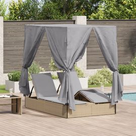 Vidaxl Transat Double Ensemble De 2 Beige Et Gris Clair Poly Rattan