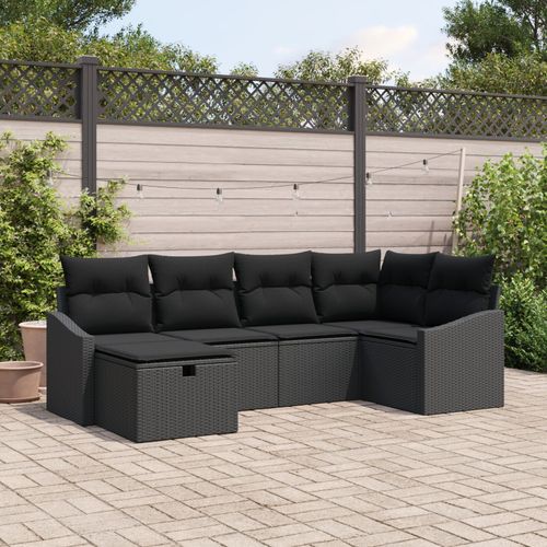 Vidaxl Ensemble De 6 Canapés De Jardin Avec Coussins Noir Poly Rattan