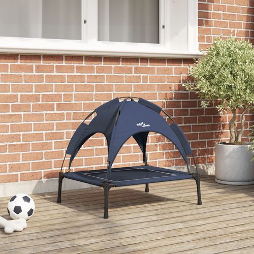 Vidaxl Lit Pour Chien Surélevé Avec Toit Amovible Bleu Marine En Acier