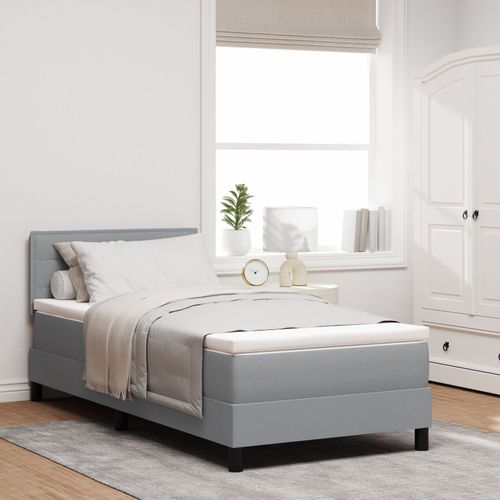 Vidaxl Lit À Sommier Boxspring Avec Matelas Gris Clair 90x200 Cm En Tissu