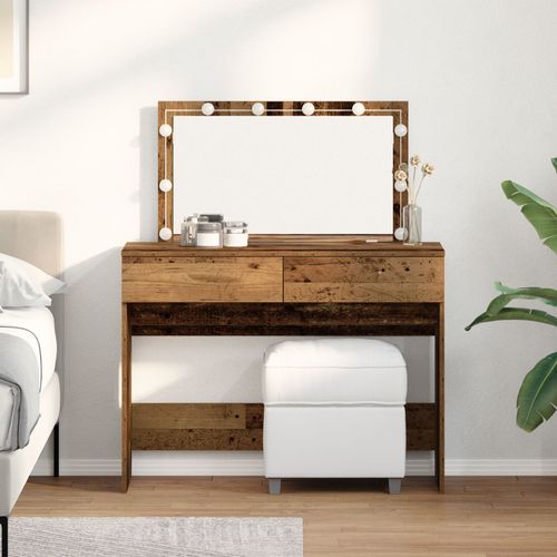 Vidaxl Table De Maquillage Avec Led En Bois Ancien 100x40x120 Cm