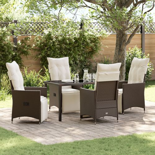 Vidaxl Ensemble De 5 Pièces De Salle À Manger De Jardin Avec Coussins Marron En Poly Rattan