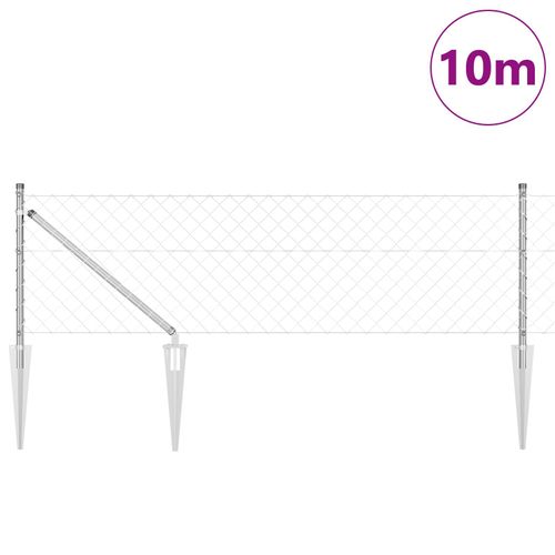 Vidaxl Clôture En Chaîne Avec 7 Poteaux À Pointe 0.6x10 M Acier Galvanisé