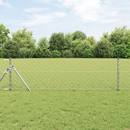 Vidaxl Clôture En Treillis Avec 13 Poteaux 0.4x25 M Acier Galvanisé