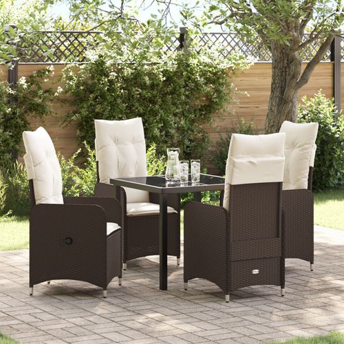 Vidaxl Set De Salle À Manger De Jardin 5 Pièces Avec Coussins Marron Poly Rattan