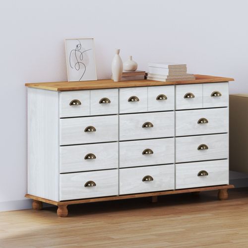 Vidaxl Commode ""Askim"" Blanche 79x40x133.5 Cm En Bois Massif De Pin