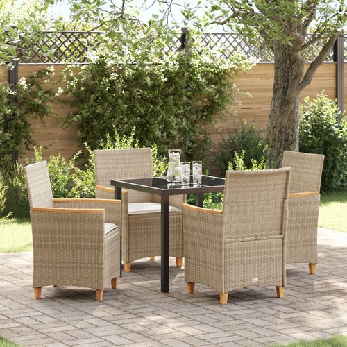 Vidaxl Set De Salle À Manger De Jardin 5 Pièces Avec Coussins Beige En Rattan Poly