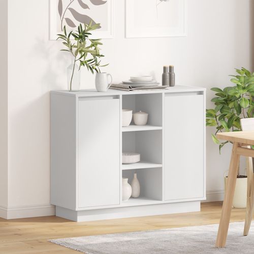 Vidaxl Buffet Avec Led Blanc 90x32x75 Cm Bois D'ingénierie
