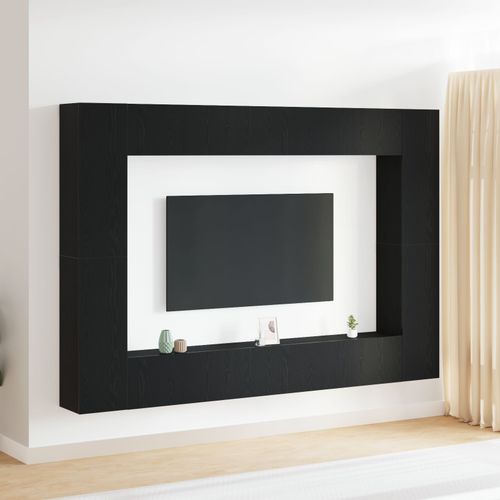Vidaxl Ensemble De Meubles Tv 8 Pièces Mural Chêne Noir En Bois D'ingénierie, Meubles Tv Muraux Vidaxl - 2 Pcs Chêne Noir, 30,5x30x90 Cm, En Bois D'ingénierie, Meuble Tv Mural Vidaxl En Chêne Noir 100x30x30 Cm En Bois D'ingénierie