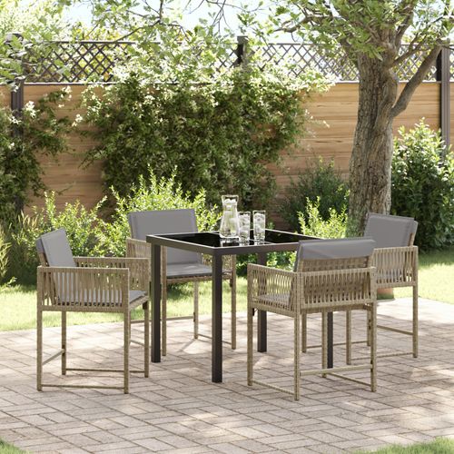 Vidaxl Set De Salle À Manger De Jardin De 5 Pièces Avec Coussins En Beige Poly Rattan