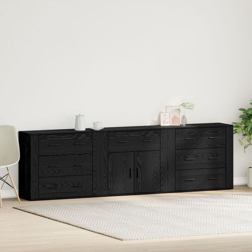 Vidaxl Buffets 3 Pcs Chêne Noir Bois D'ingénierie