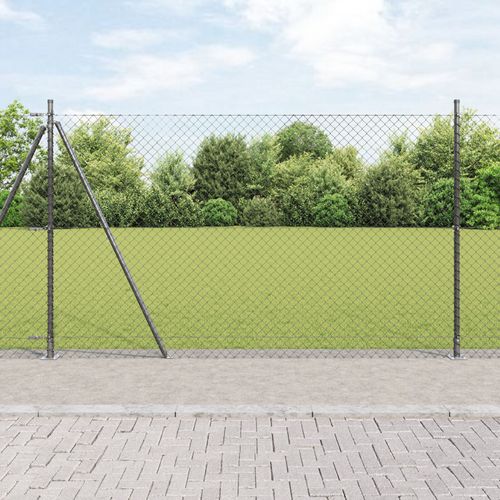 Vidaxl Clôture En Treillis Métallique Avec 7 Poteaux À Brides 1,5x10 M En Acier Galvanisé