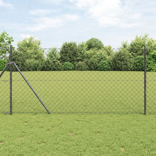 Vidaxl Clôture En Treillis Avec 13 Poteaux 1,2x25 M Acier Galvanisé Gris