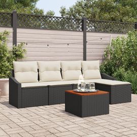 Vidaxl Ensemble De 6 Canapés De Jardin Avec Coussins En Rotin Noir