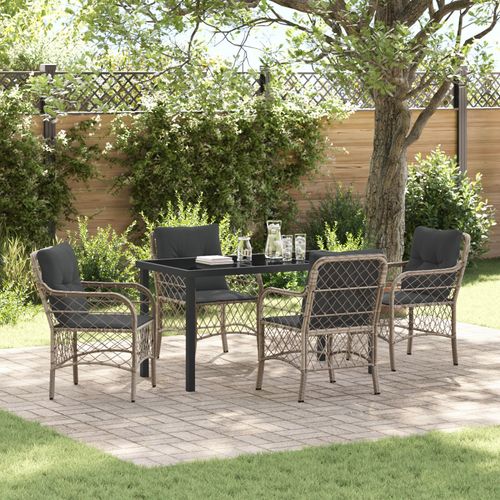Vidaxl Ensemble De Repas De Jardin 5 Pièces Avec Coussins Gris Clair En Poly Rattan