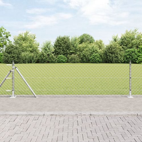 Vidaxl Clôture En Treillis Métallique Avec 7 Poteaux Flanqués 0.6 X 10 M Acier Galvanisé