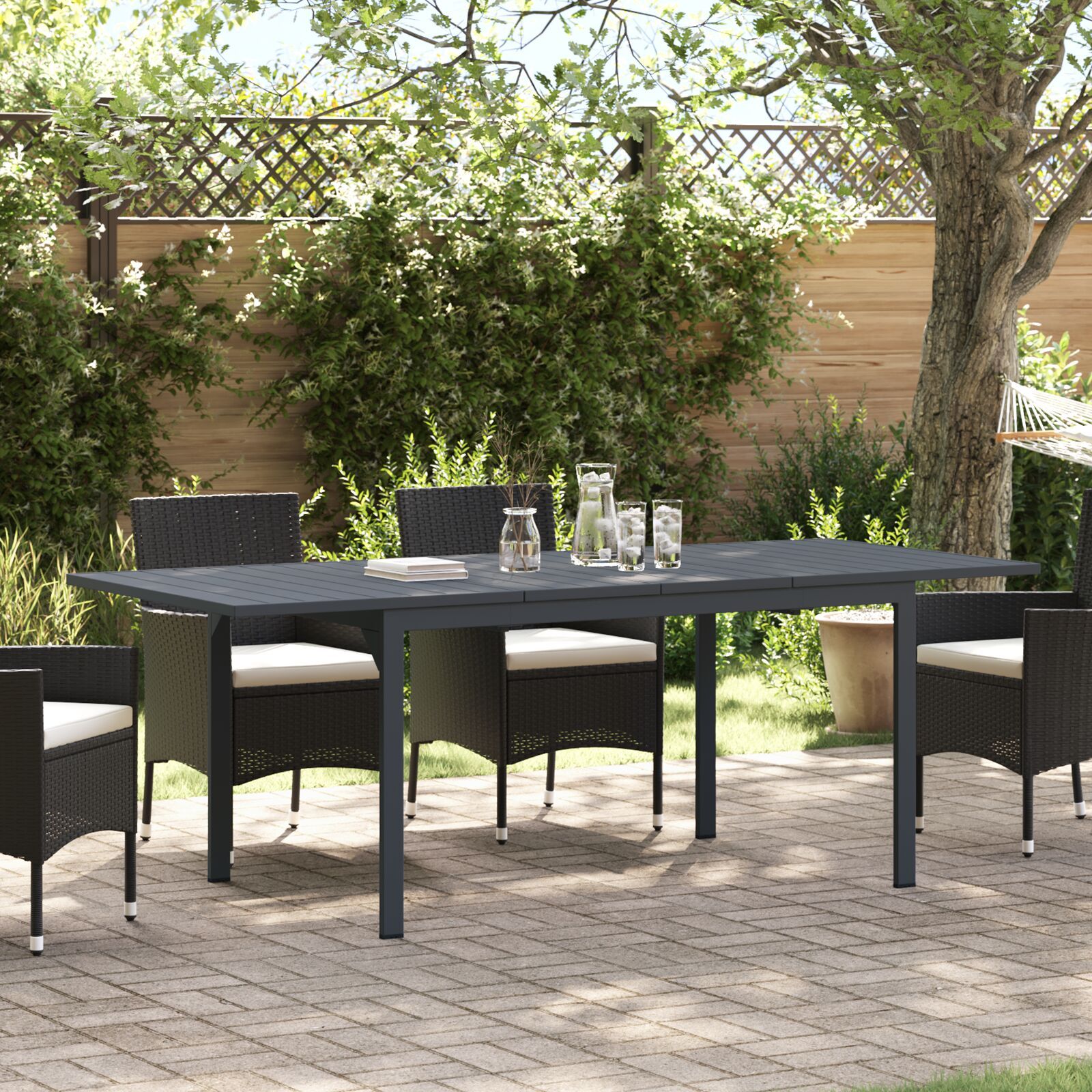 Tables Extensibles Vidaxl 2 Pcs Anthracite 210x90x73 Cm Acier, Table De Jardin Extensible Vidaxl Anthracite (140-210)X90x73 Cm Acier
