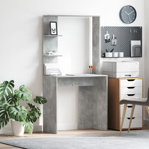 Vidaxl Bureau Gris Béton Bois D'ingénierie Moyen Bureau D'ordinateur
