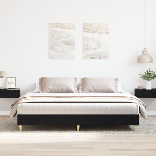 Vidaxl Cadre De Lit Chêne Noir 200x200 Cm Bois Technique