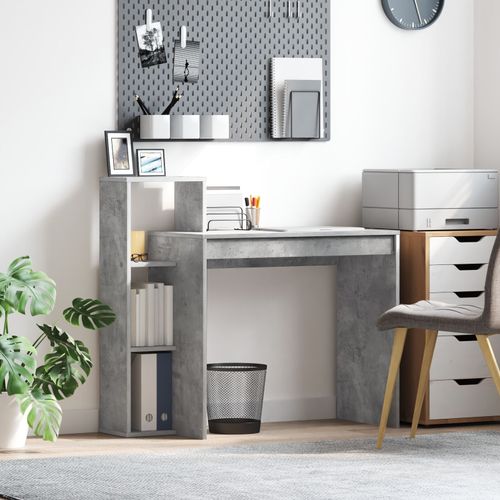 Vidaxl Bureau D'écriture Gris Béton Stratifié Effet Béton, Bois D'ingénierie