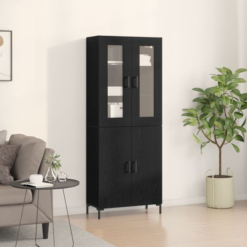 Vidaxl Buffet Avec Armoire Murale En Chêne Noir En Bois Aggloméré