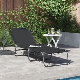 Vidaxl Transat Pliant Portable Noir En Tissu Oxford 600d