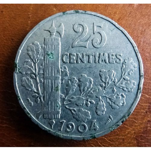France 25 Centimes 1904 Patey Nickel Gadoury : 364 - Km:856