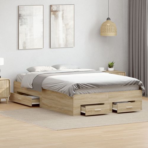 Vidaxl Cadre De Lit Chêne Sonoma 140x200 Cm Bois Reconstitué