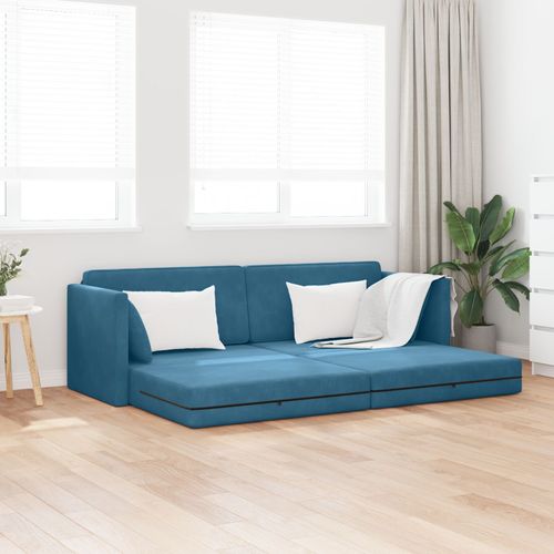 Vidaxl Canapé-Lit Au Sol 2-En-1 Bleu 213x144x60 Cm Velours