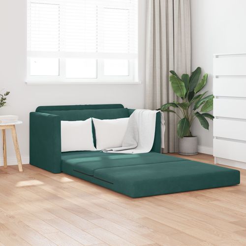 Vidaxl Canapé Lit Au Sol 2-En-1 Vert Foncé 124x204x61 Cm Velours