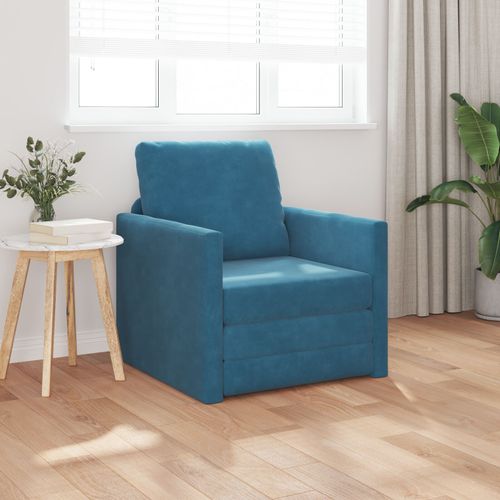 Vidaxl Canapé Lit 2-En-1 Bleu 74x77x81 Cm Velours