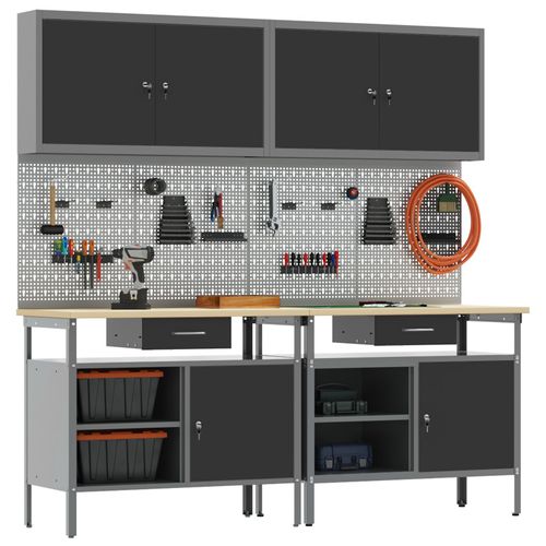 Vidaxl Ensemble De 8 Bancs En Acier Noir
