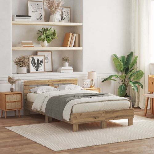 Vidaxl Cadre De Lit En Bois Chêne Artisanal Bois Massif 120 X 200 Cm