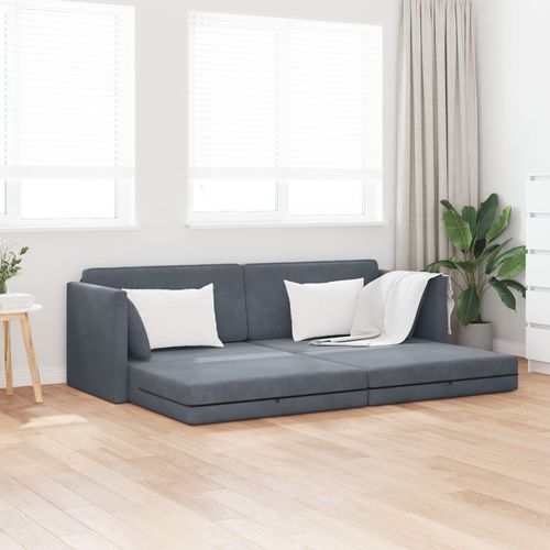 Vidaxl Canapé Lit 2-En-1 Gris Sombre 213x144x60 Cm Velours