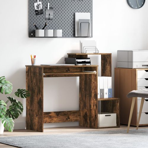 Vidaxl Bureau D'ordinateur En Chêne Fumé Chêne Fumé Bois D'ingénierie