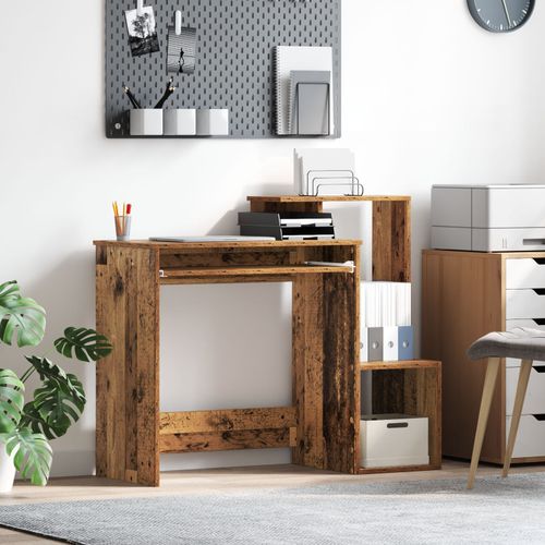 Vidaxl Bureau D'ordi Marron Bois Ancien Bois D'ingénierie Taille Moyenne