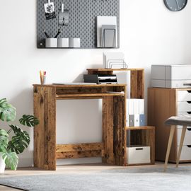 Vidaxl Bureau D'ordi Marron Bois Ancien Bois D'ingénierie Taille Moyenne